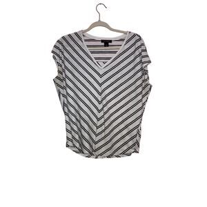 White house black market striped v-neck top size small